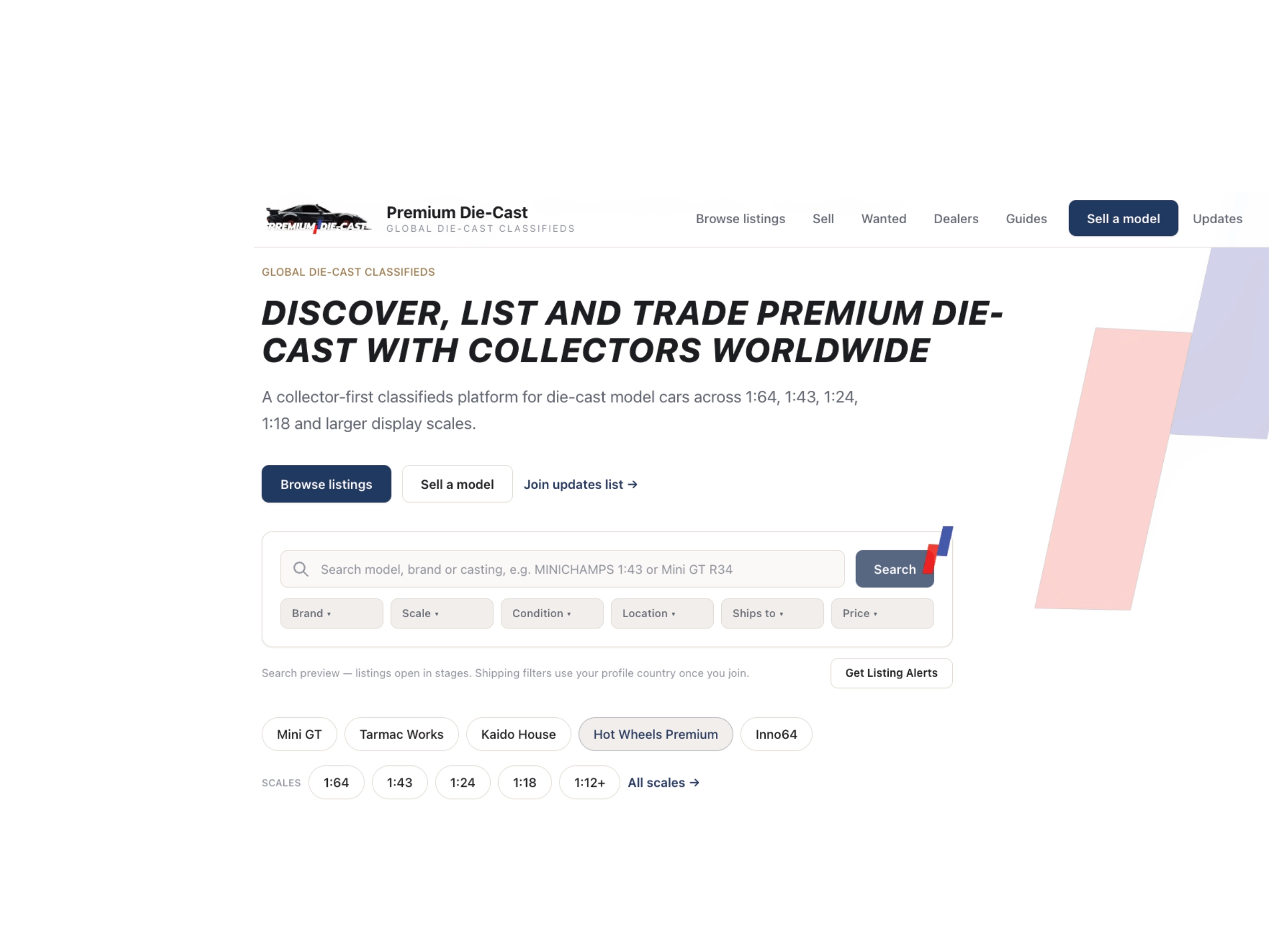 Premium Die-Cast global diecast classifieds platform launch announcement